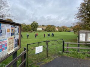 Nordicwalkers stretching on Tuesday morning 